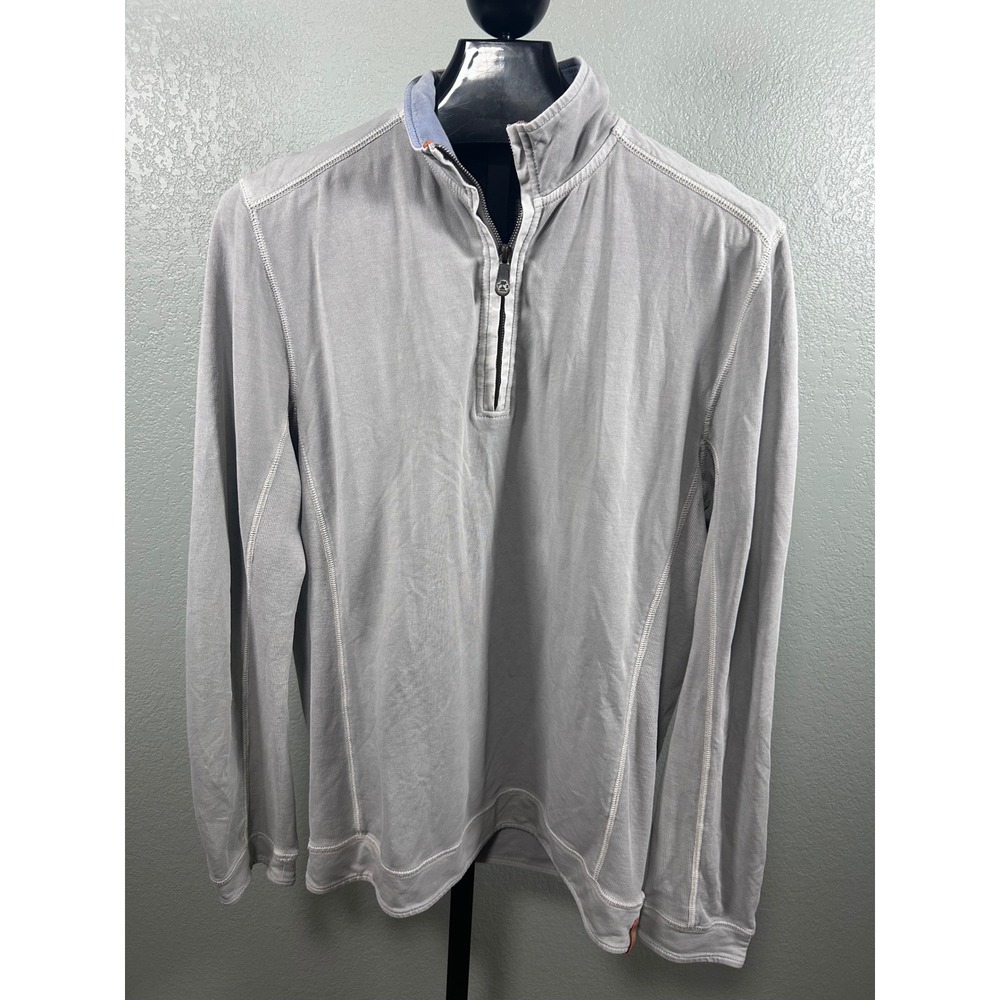 Tommy Bahama Mens Medium Grey Quarter Zip Pullover Island Modern Fit
